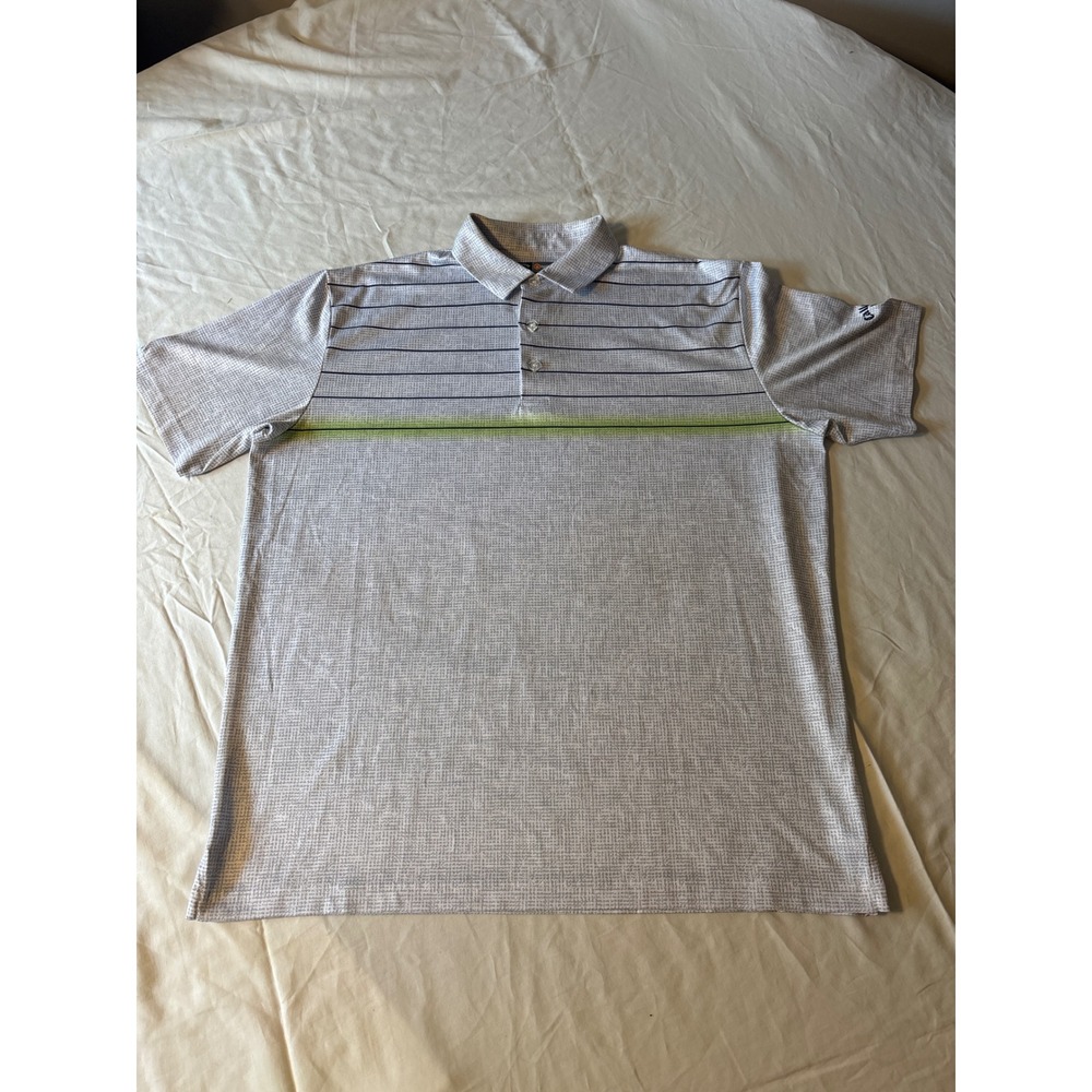 Callaway Polo Shirt Mens XL Gray Striped Opti-Dri Golf Performance Top